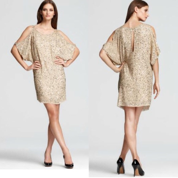 gold sequin shirt dress